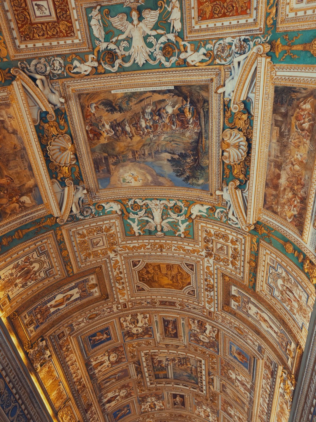 A painted and gilded ceiling